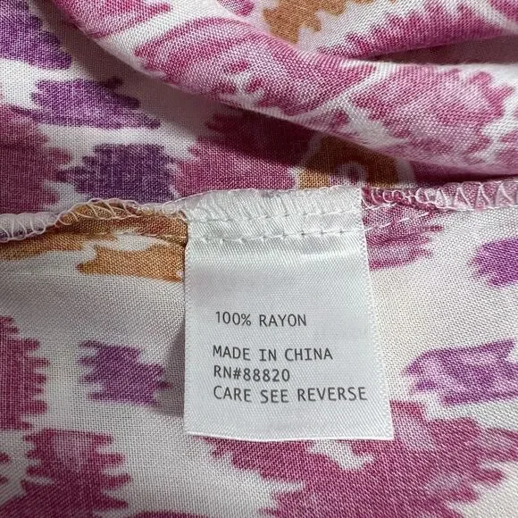 Christian Siriano V Neck High Low Tunic Top Pink Orange Long Tie Sleeves - Picture 8 of 9